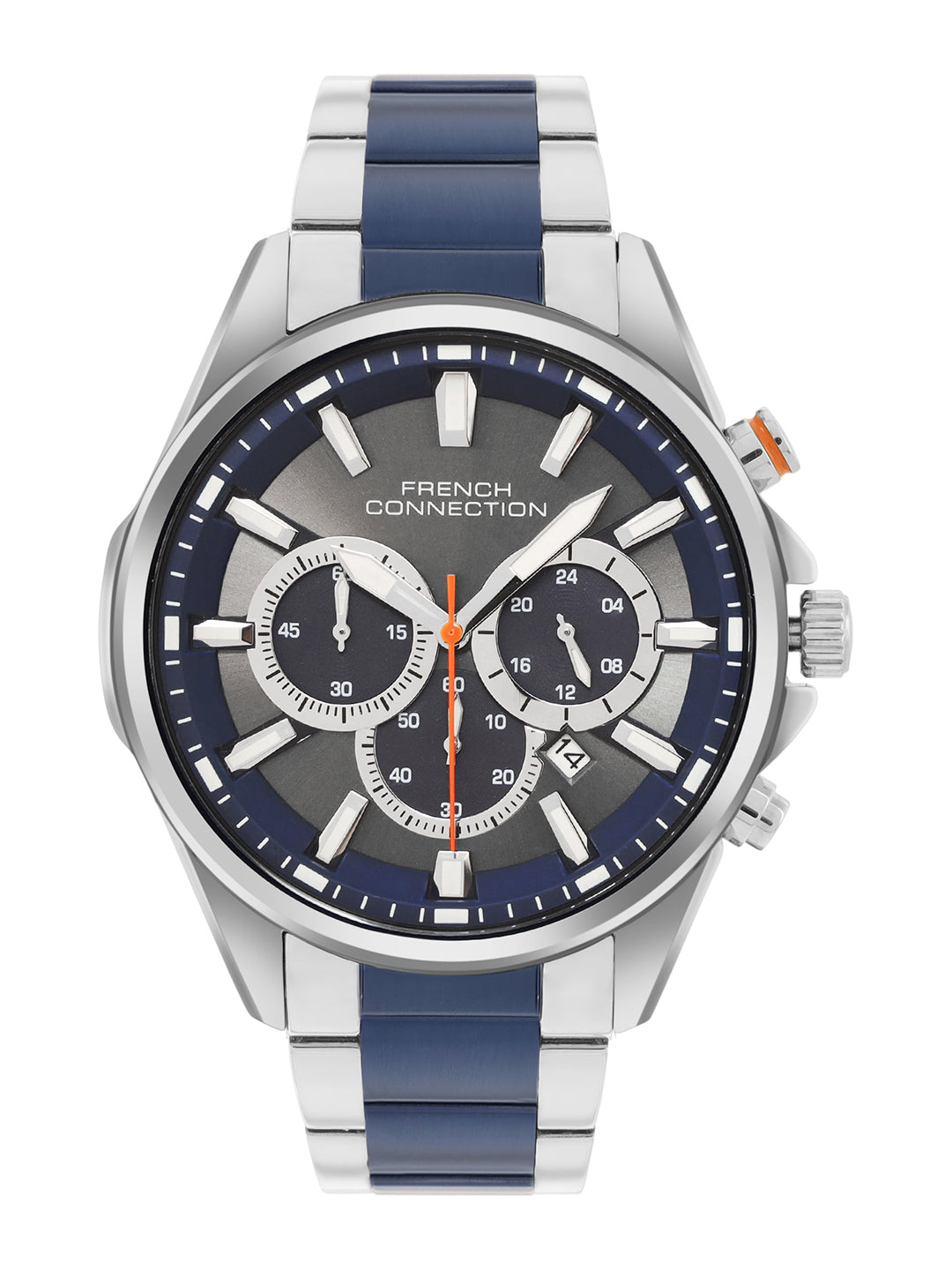 French Connection Blue Round Dial With Blue Stainless Steel Strap Chronograph Watch - For Mens FCO3UM