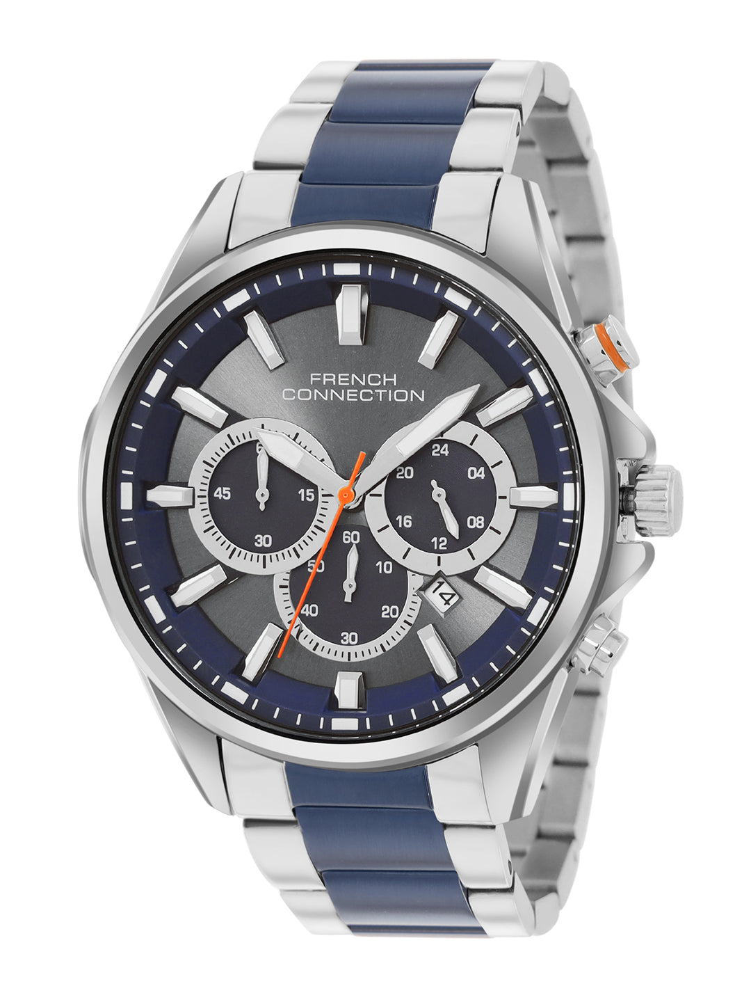 French Connection Blue Round Dial With Blue Stainless Steel Strap Chronograph Watch - For Mens FCO3UM