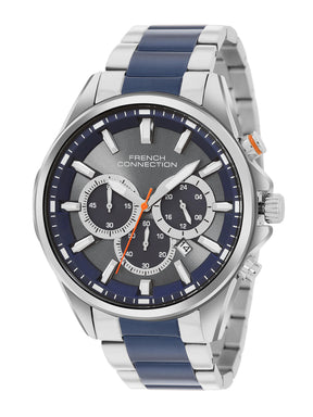 French Connection Blue Round Dial With Blue Stainless Steel Strap Chronograph Watch - For Mens FCO3UM