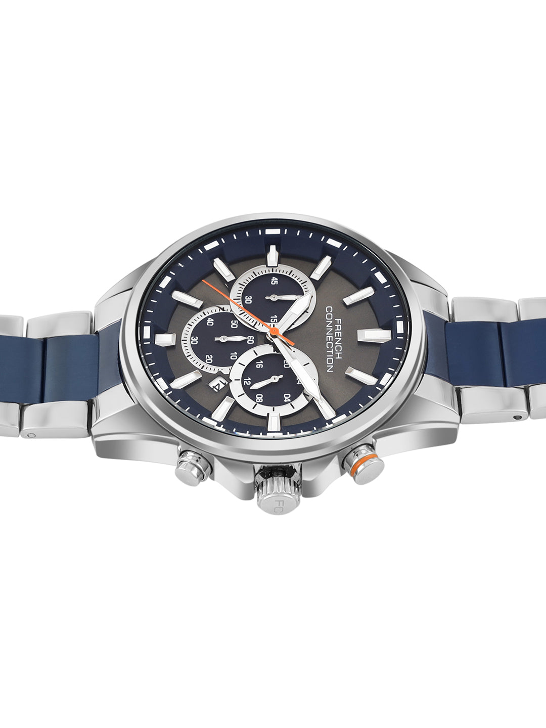 French Connection Blue Round Dial With Blue Stainless Steel Strap Chronograph Watch - For Mens FCO3UM