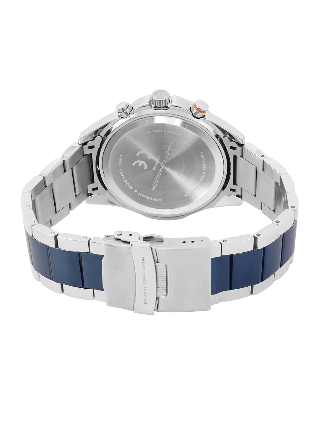 French Connection Blue Round Dial With Blue Stainless Steel Strap Chronograph Watch - For Mens FCO3UM