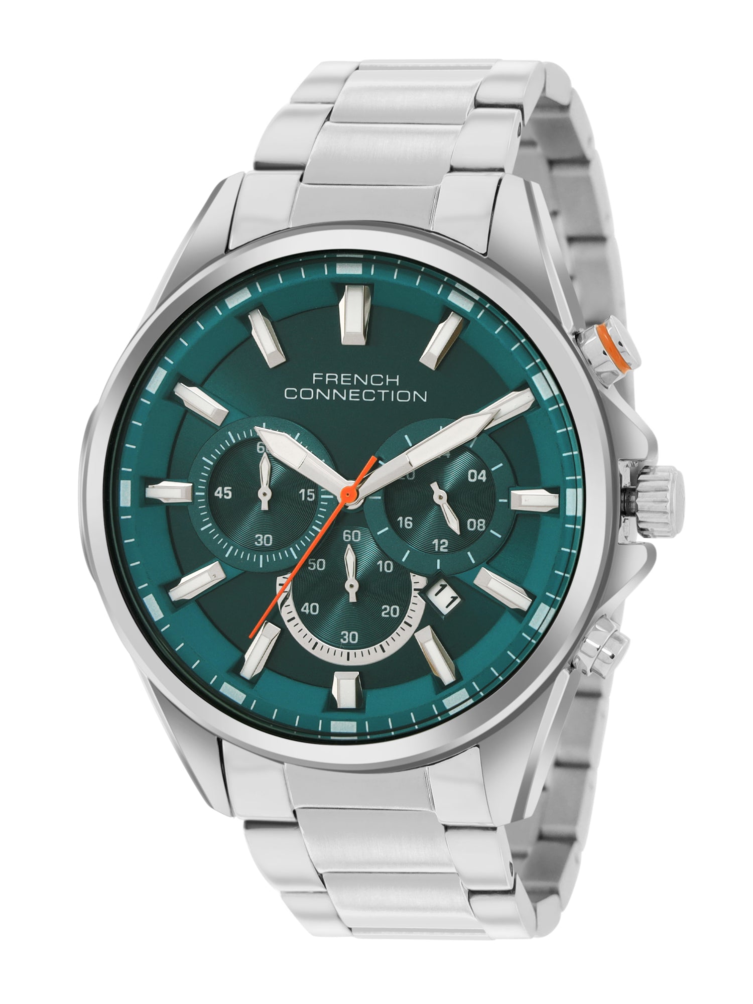 French Connection Blue Round Dial With Stainless Steel  Strap Chronograph Watch - For Mens FCO3USM