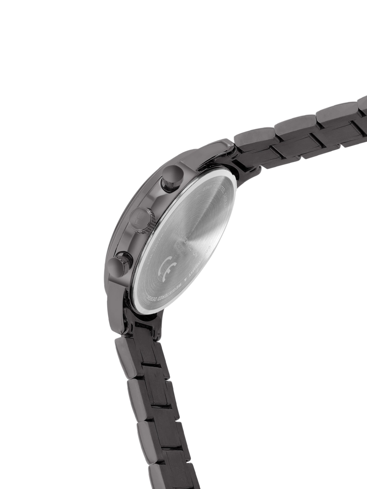 French Connection Grey Embossed Round Dial With Stainless Steel Strap Chronograph Watch - For Mens FCO5GNM