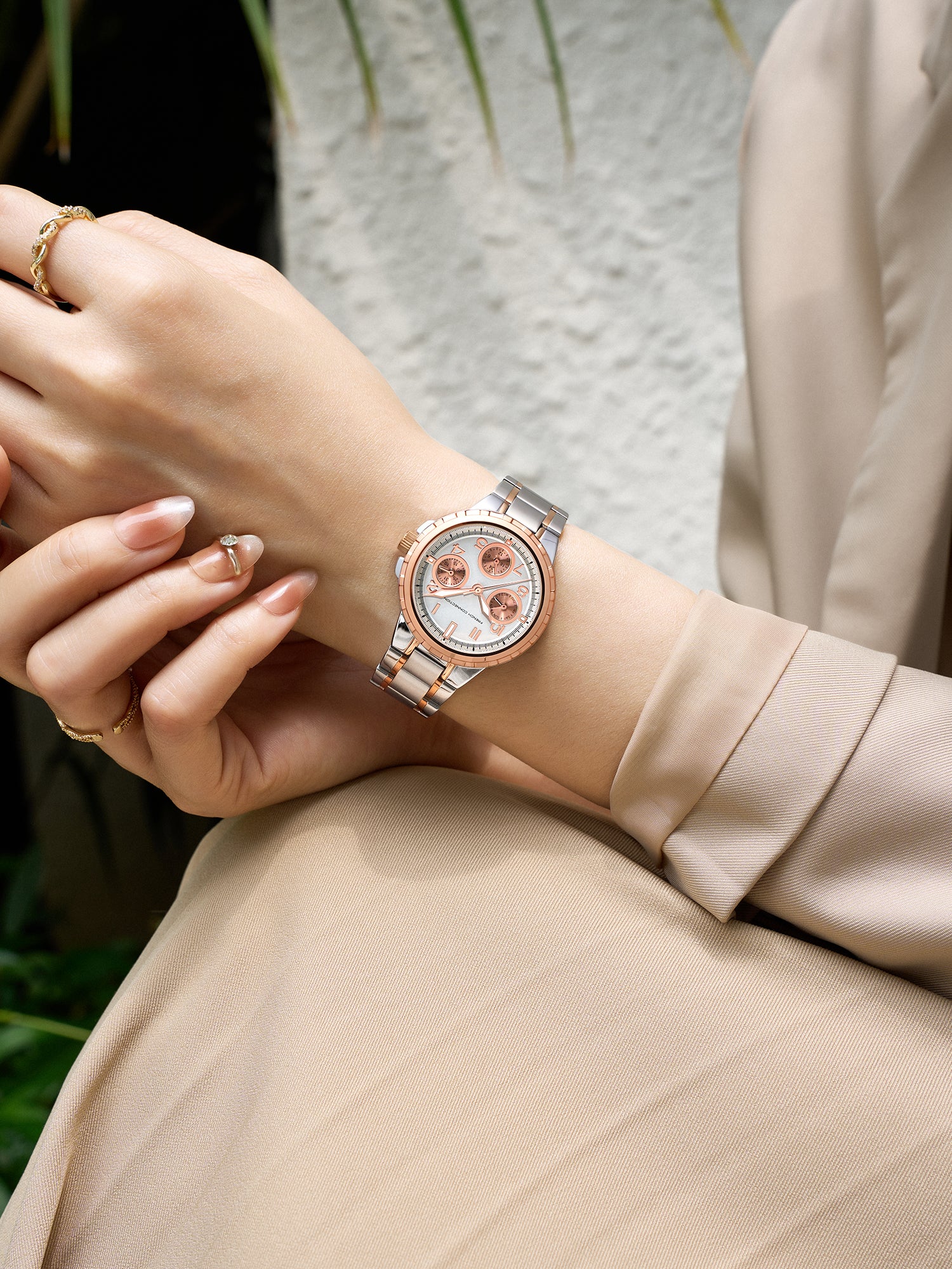 French Connection Chronéa | Quartz Chronograph | Black Dial | Silver Stainless Steel Strap | Watch for Men - FCO6SRTM