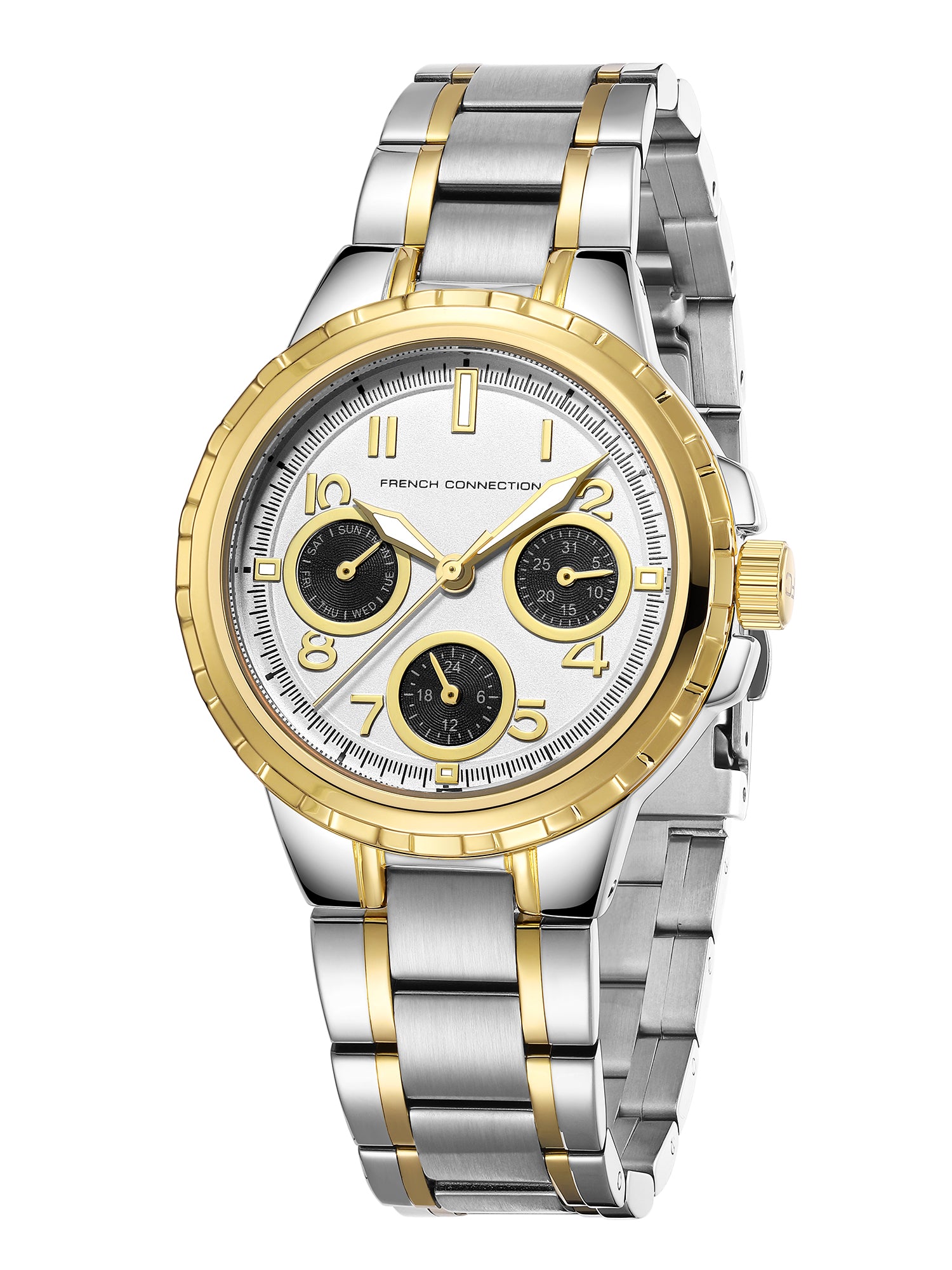 French Connection Chronéa | Quartz Chronograph | Black Dial | Black Stainless Steel Strap | Watch for Men - FCO6STM