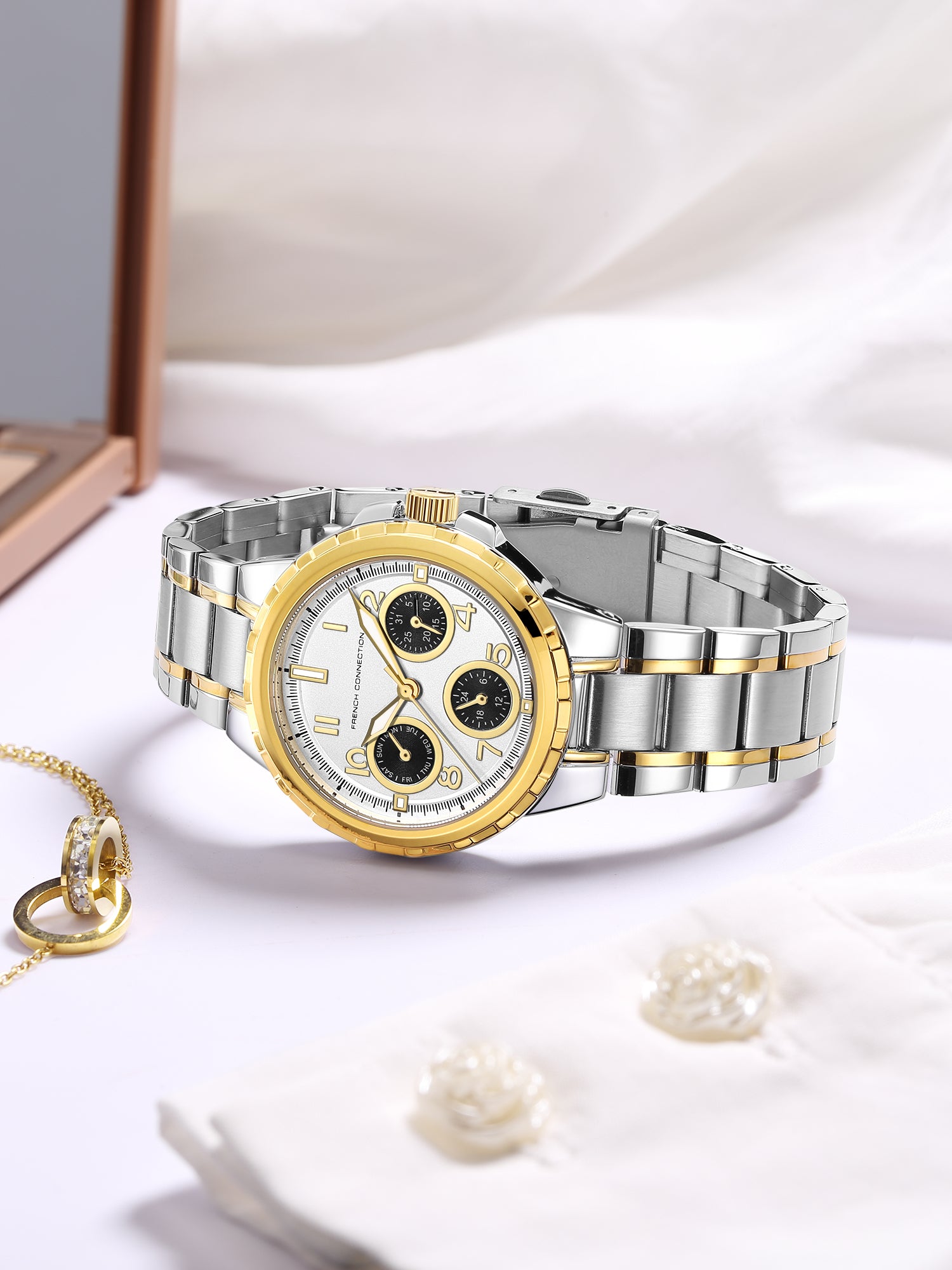 French Connection Chronéa | Quartz Chronograph | Black Dial | Black Stainless Steel Strap | Watch for Men - FCO6STM