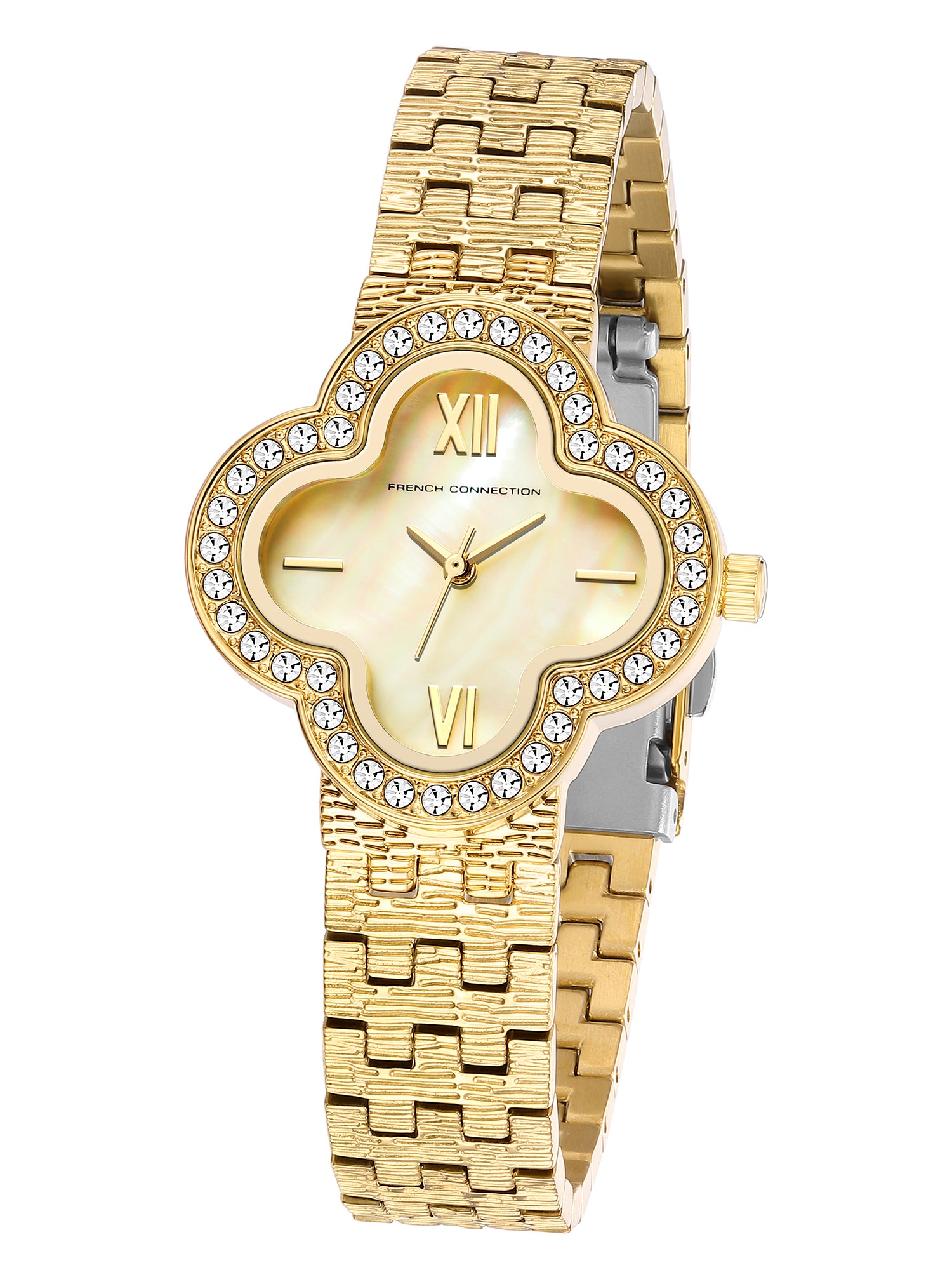 French Connection Floruxe | Analog Display | Gold Mother of Pearl  Dial | Gold Stainless Steel Strap | Watch for Women - FCMO7GM