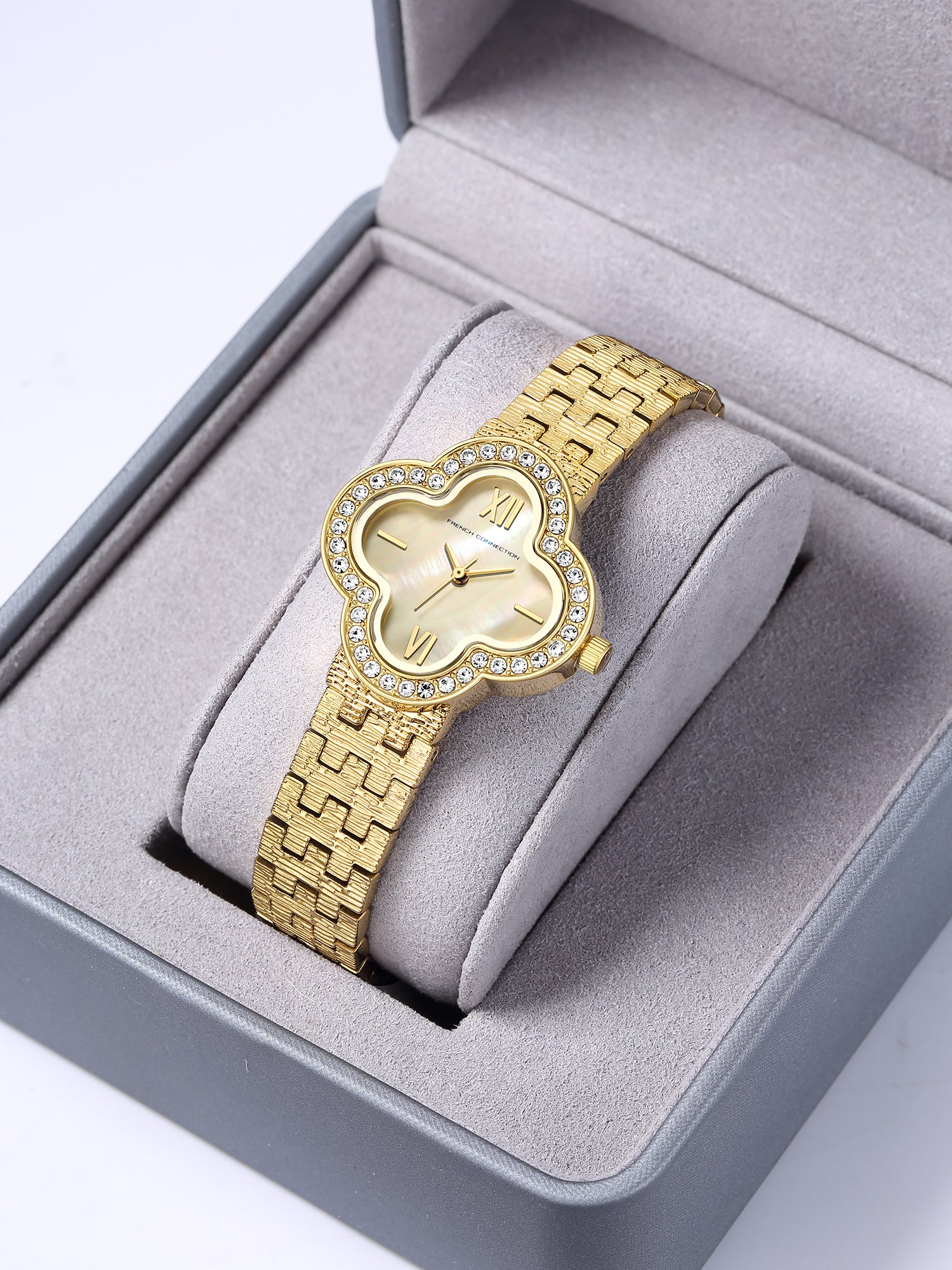 French Connection Floruxe | Analog Display | Gold Mother of Pearl  Dial | Gold Stainless Steel Strap | Watch for Women - FCMO7GM