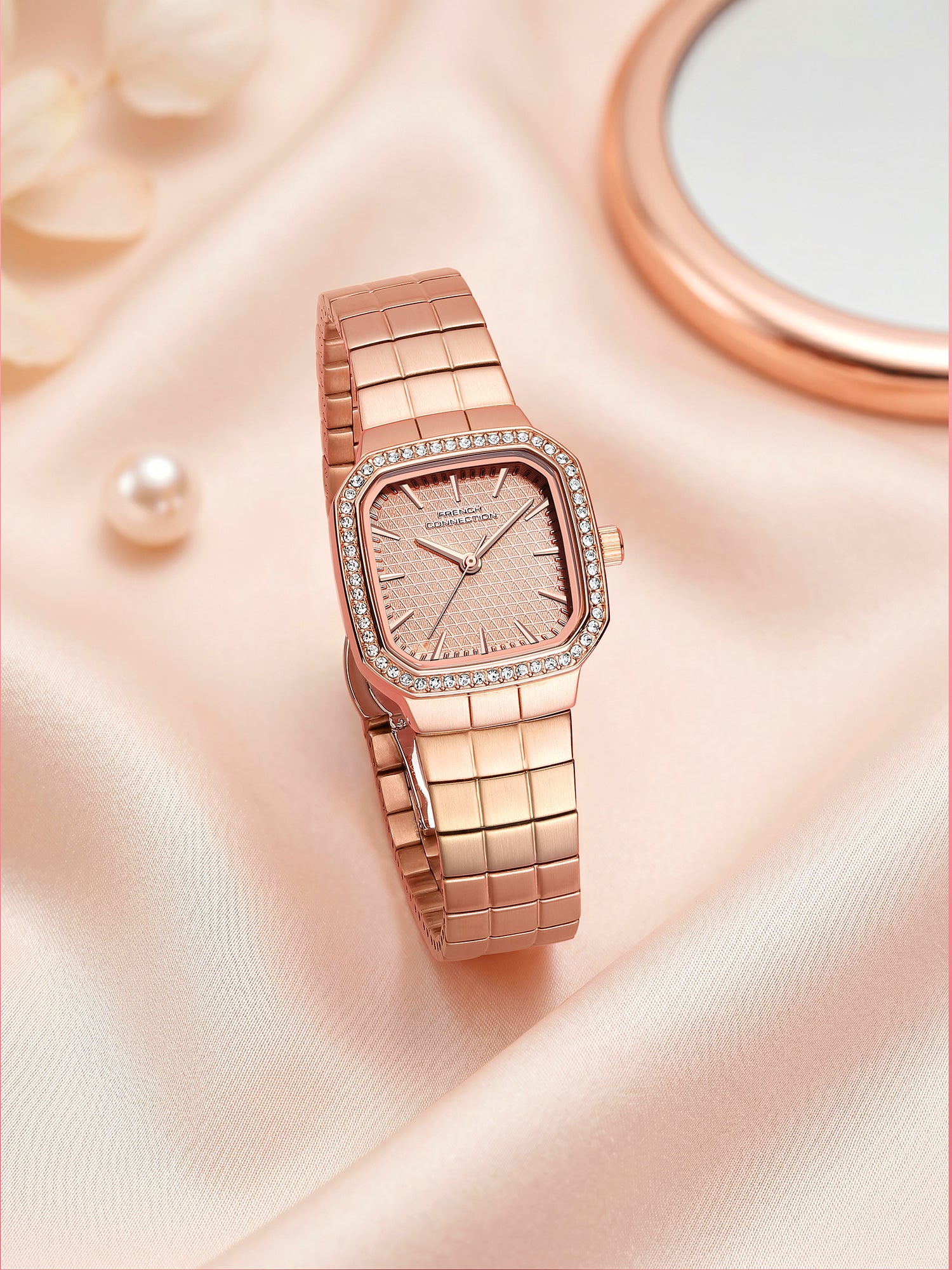 French Connection Relia | Analog Display | Rose Gold Sunray  Dial | Stainless Steel Strap | Watch for Women - FCO9RGM