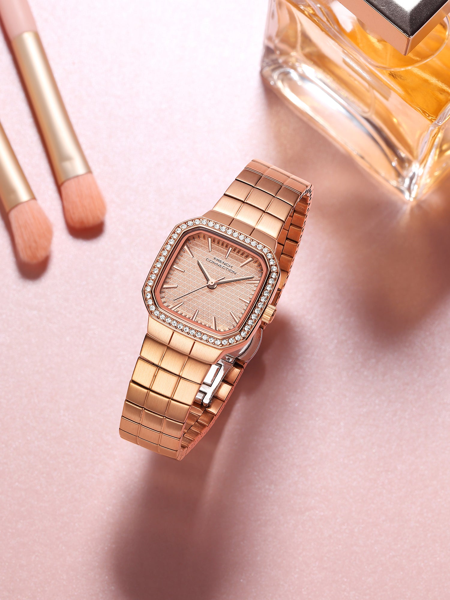French Connection Relia | Analog Display | Rose Gold Sunray  Dial | Stainless Steel Strap | Watch for Women - FCO9RGM