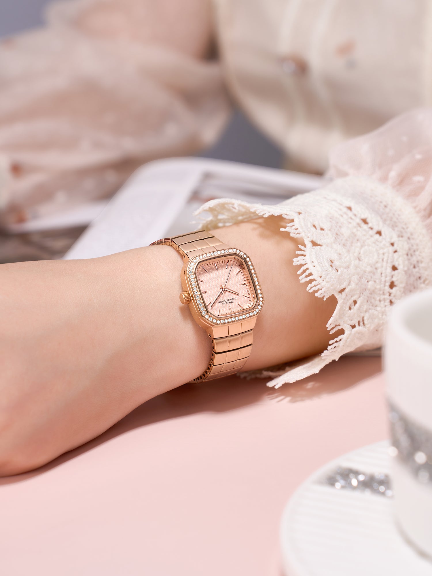 French Connection Relia | Analog Display | Rose Gold Sunray  Dial | Stainless Steel Strap | Watch for Women - FCO9RGM