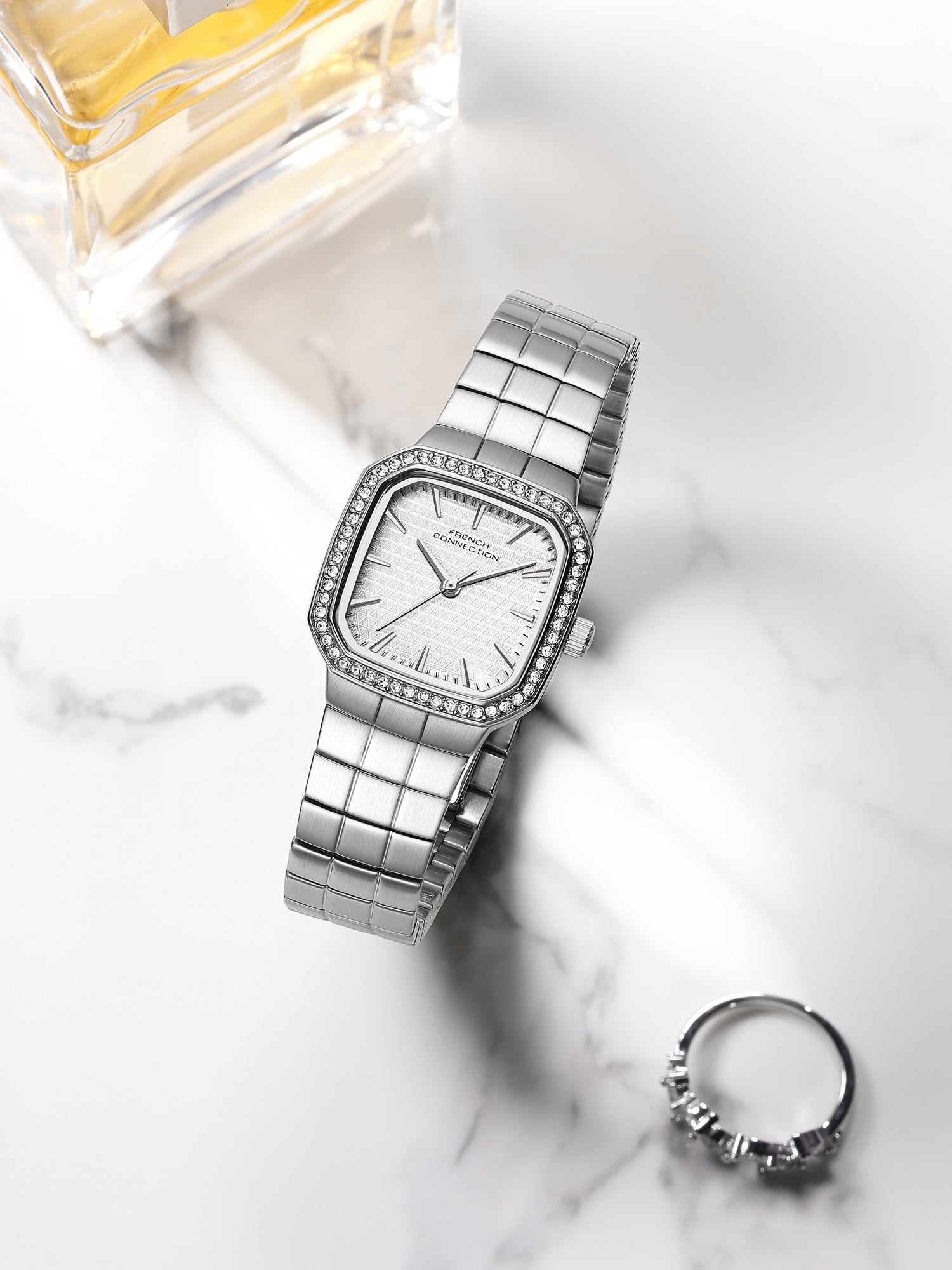 French Connection Relia | Analog Display | Silver Sunray  Dial | Stainless Steel Strap | Watch for Women - FCO9SM