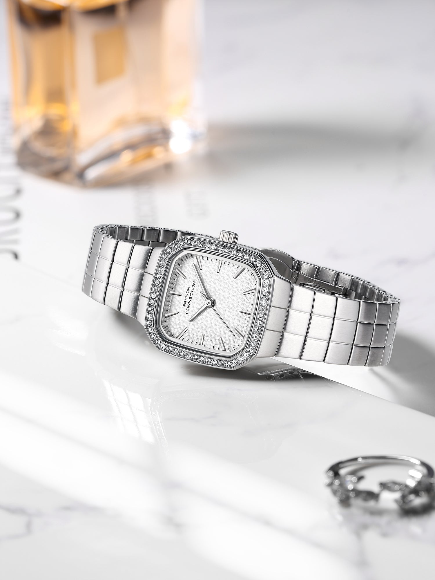 French Connection Relia | Analog Display | Silver Sunray  Dial | Stainless Steel Strap | Watch for Women - FCO9SM