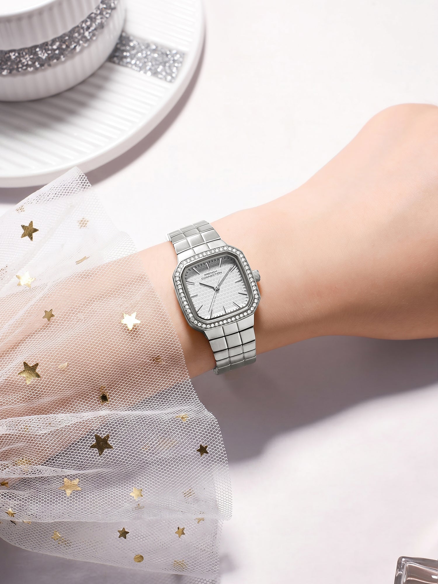 French Connection Relia | Analog Display | Silver Sunray  Dial | Stainless Steel Strap | Watch for Women - FCO9SM