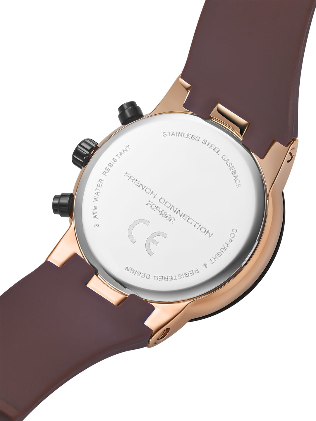 French Connection Imperio | Quartz Chronograph | Brown Dial | Silver Brown Silicone Strap | Watch for Men - FCP48BR