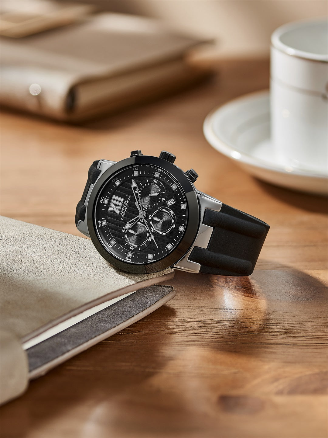 French Connection Imperio | Quartz Chronograph | Black Dial | Black Silicone Strap | Watch for Men - FCP48SB