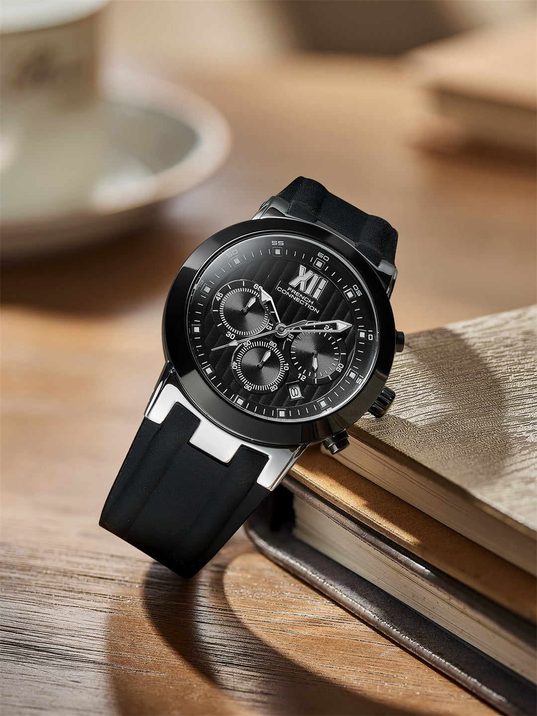 French Connection Imperio | Quartz Chronograph | Black Dial | Black Silicone Strap | Watch for Men - FCP48SB