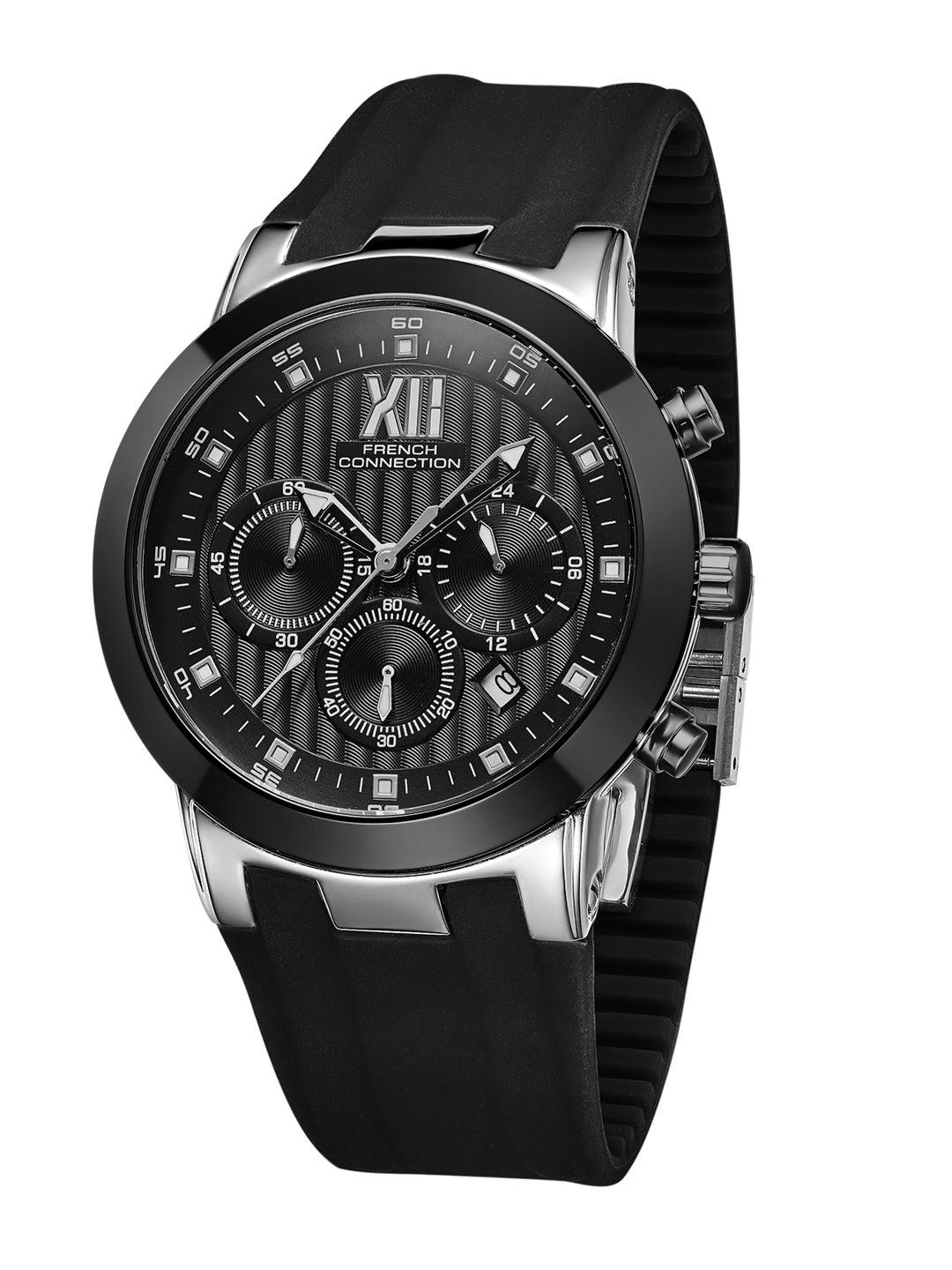 French Connection Imperio | Quartz Chronograph | Black Dial | Black Silicone Strap | Watch for Men - FCP48SB