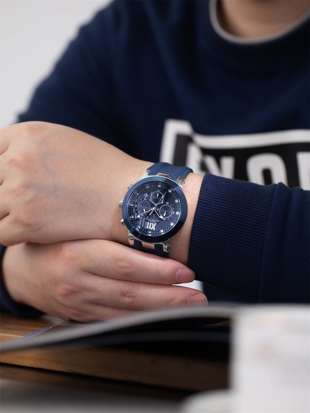 French Connection Imperio | Quartz Chronograph | Blue Dial | Blue Silicone Strap | Watch for Men - FCP48U