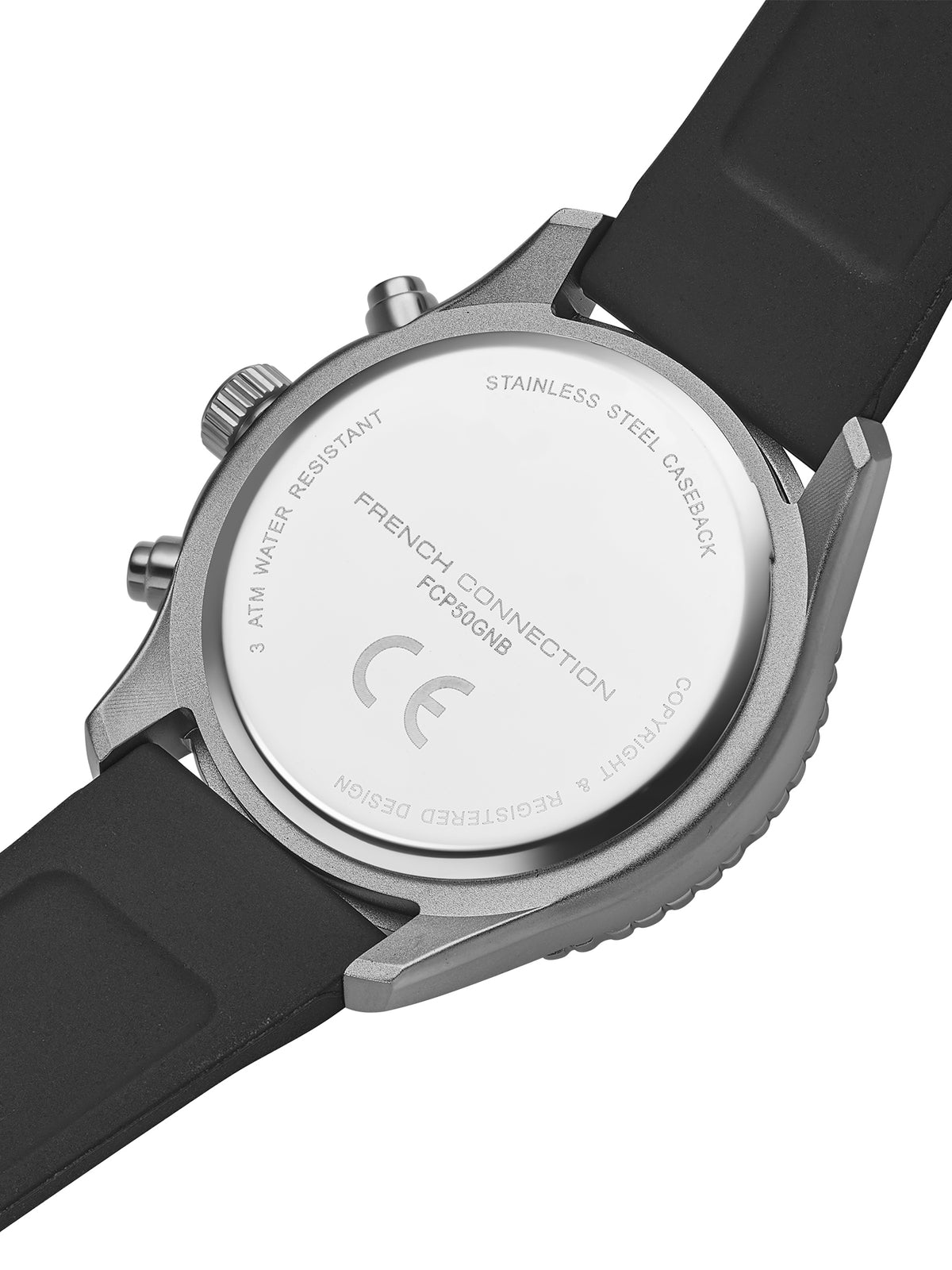 French Connection Raptor | Quartz Chronograph | Black Dial | Black Silicone Strap | Watch for Men - FCP50NB