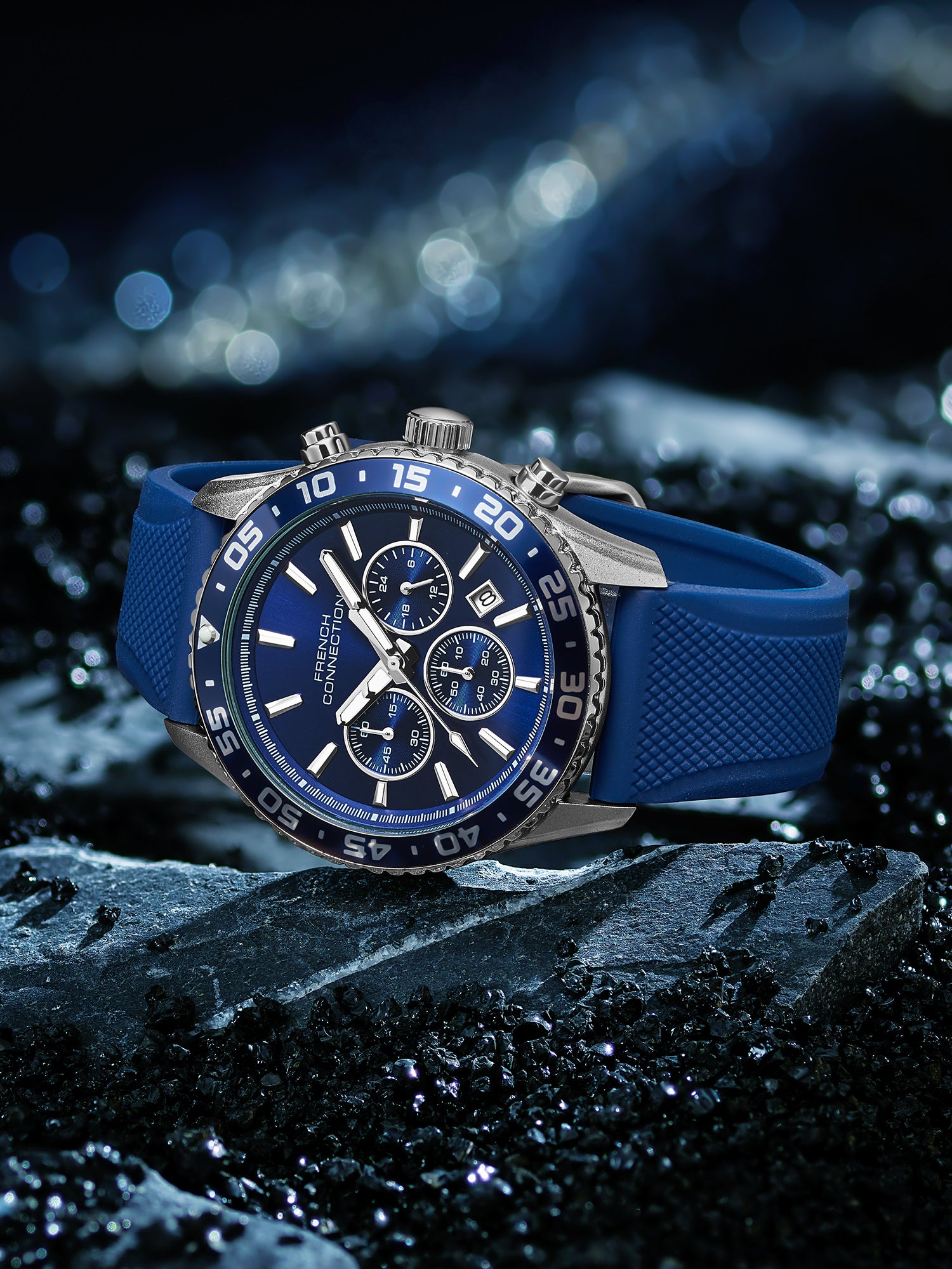 French Connection Raptor | Quartz Chronograph | Blue Dial | Blue Silicone Strap | Watch for Men - FCP50SU