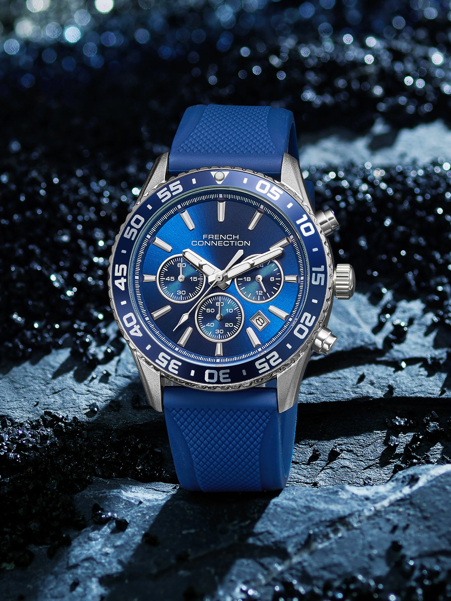 French Connection Raptor | Quartz Chronograph | Blue Dial | Blue Silicone Strap | Watch for Men - FCP50SU