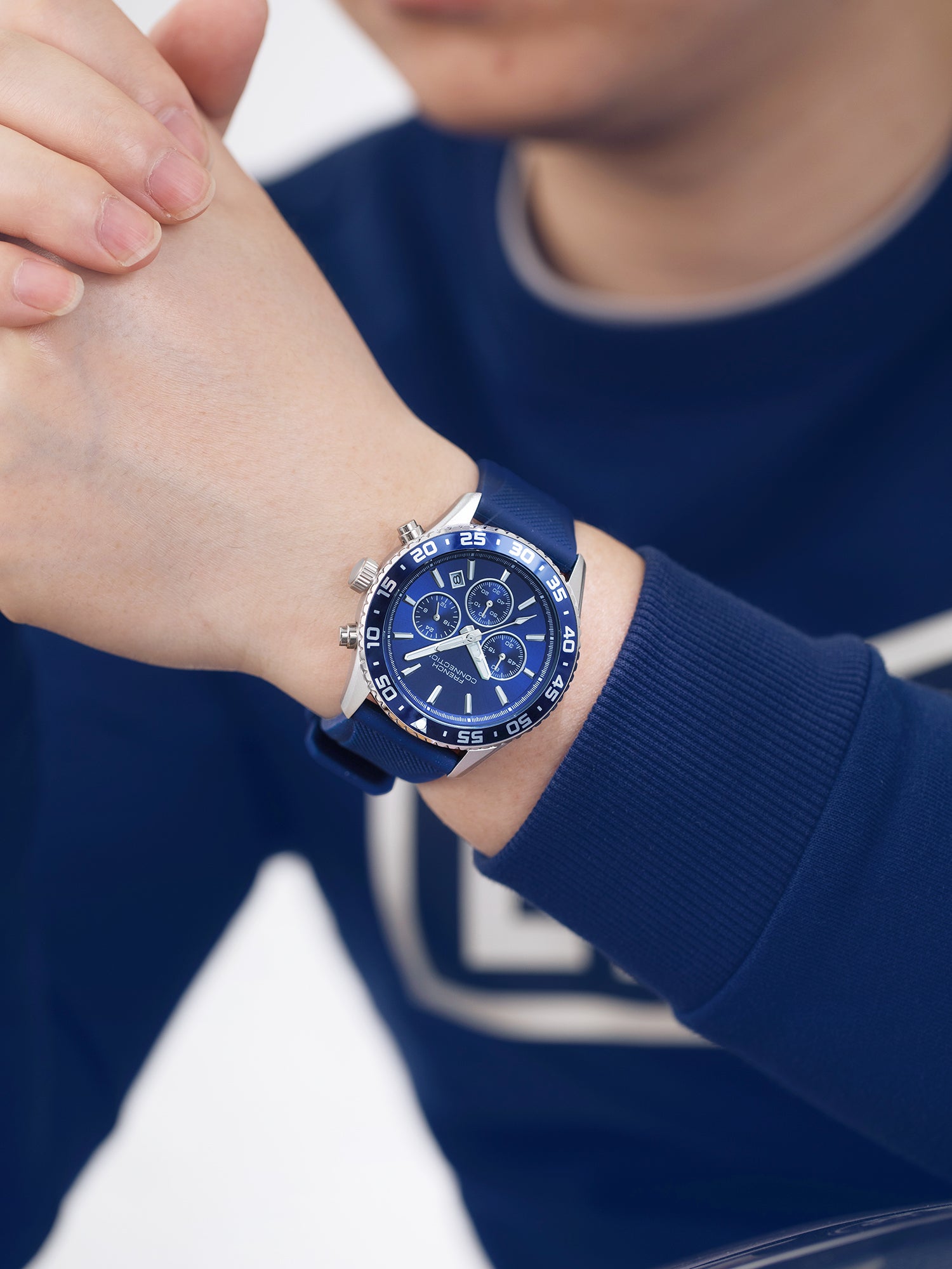 French Connection Raptor | Quartz Chronograph | Blue Dial | Blue Silicone Strap | Watch for Men - FCP50SU