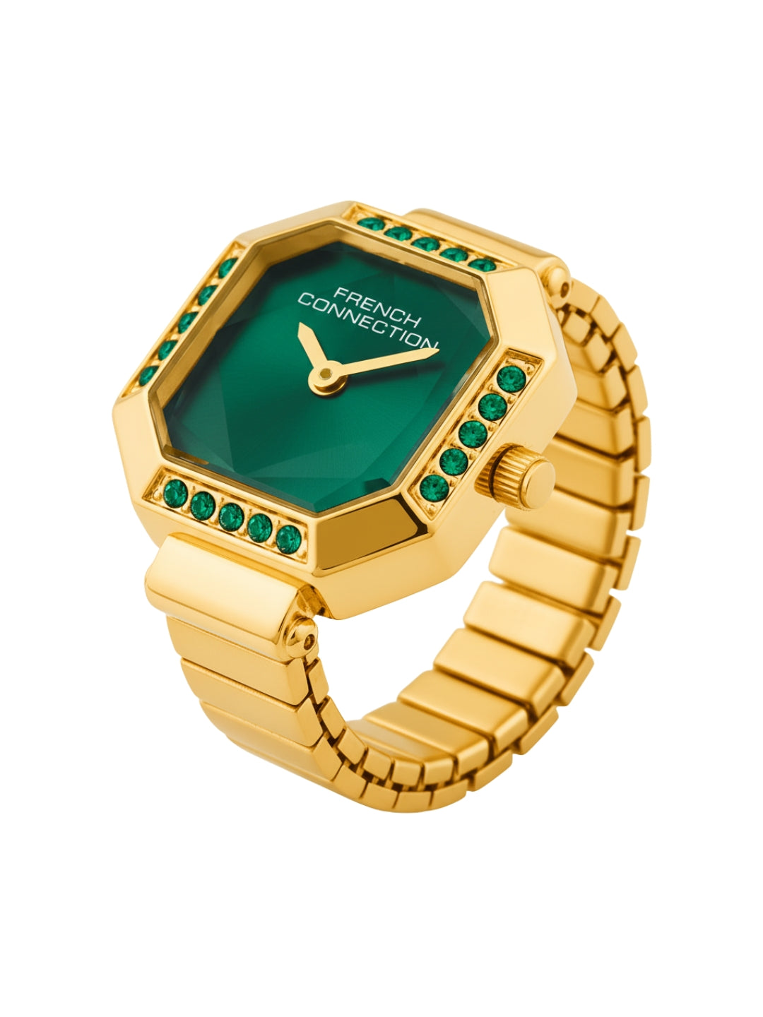 French Connection Women's Sunray Green Dial Analog Ring Watch FCR01NGM