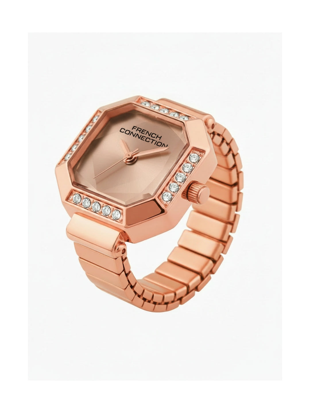 French Connection Women's Sunray Rose Gold Dial Analog Ring Watch FCR01RGM