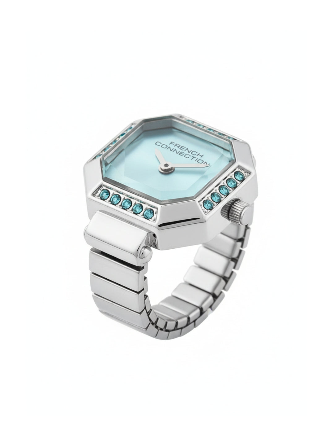 French Connection Women's Sunray Blue Dial Analog Ring Watch FCR01USM