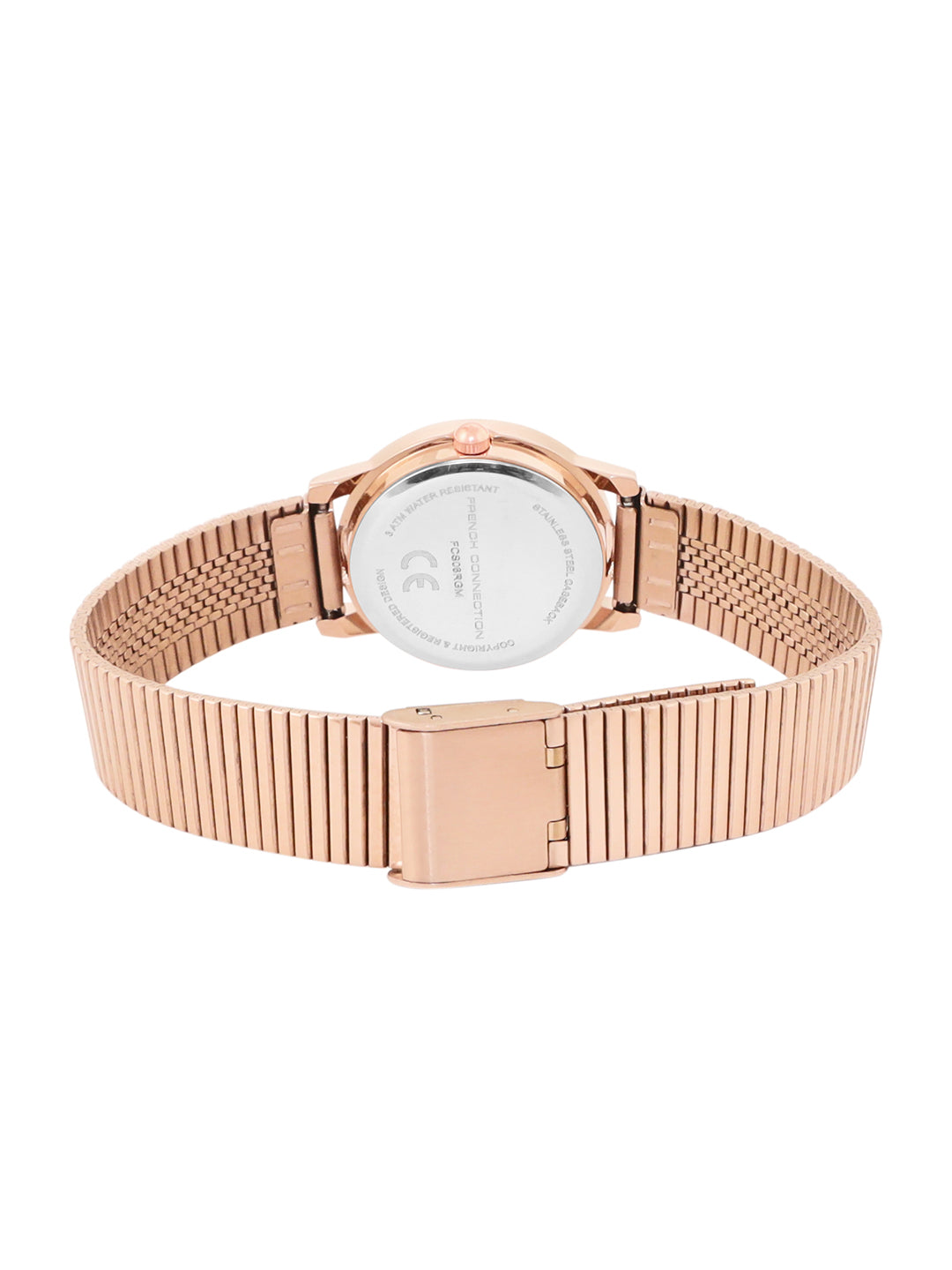 French Connection White Dial with Rose Gold Strap Womens Analog Watch | FCS06RGM