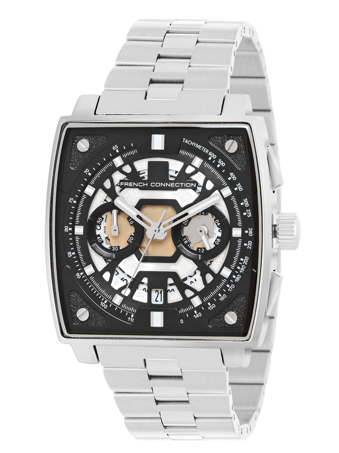 French connection Quadra Lux Black Tonneau Dial Men's Chronograph Watch FCT1SM