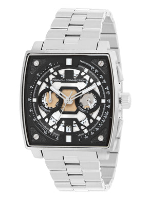 French connection Quadra Lux Black Tonneau Dial Men's Chronograph Watch FCT1SM