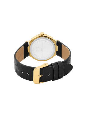 French Connection Sunray Black Round Dial With Black Leather Strap Watch - For Womens FCT2BL