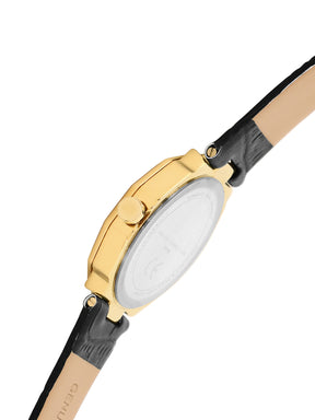 French Connection Sunray Black Round Dial With Black Leather Strap Watch - For Womens FCT2BL