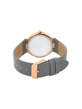 French Connection Sunray Grey Round Dial With Warm Grey Leather Strap Watch - For Womens FCT2GRL