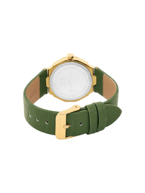 French Connection Sunray Green Round Dial With Green Leather Strap Watch - For Womens FCT2NL