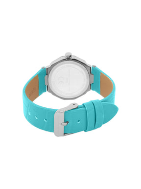 French Connection Sunray Tiffany Blue Round Dial With Tiffany Blue Leather Strap Watch - For Womens FCT2UL