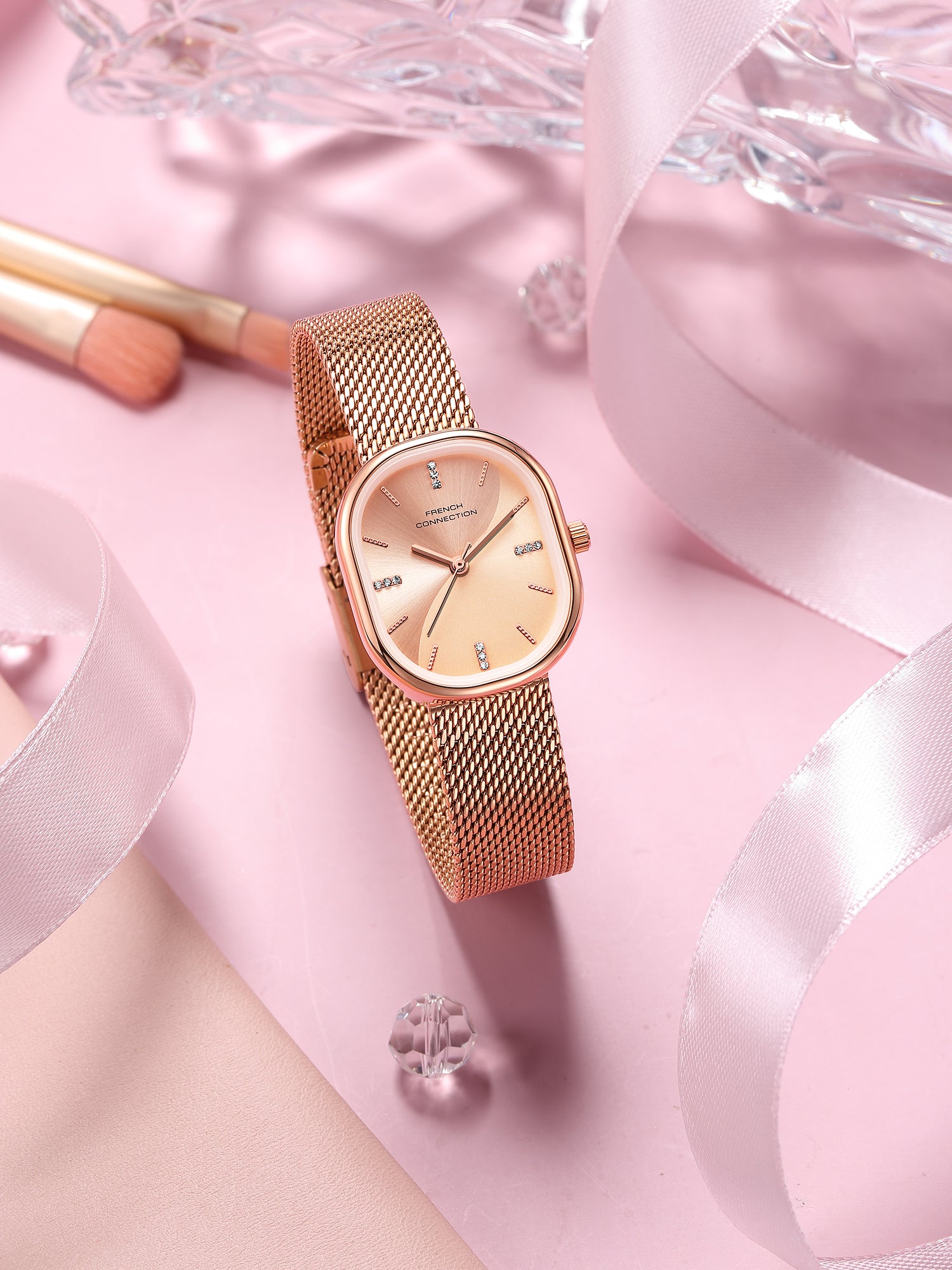 French Connection Éclora | Analog Display | Rose Gold Sunray  Dial | Rose Gold Stainless Steel Strap | Watch for Women - FCU13RGM