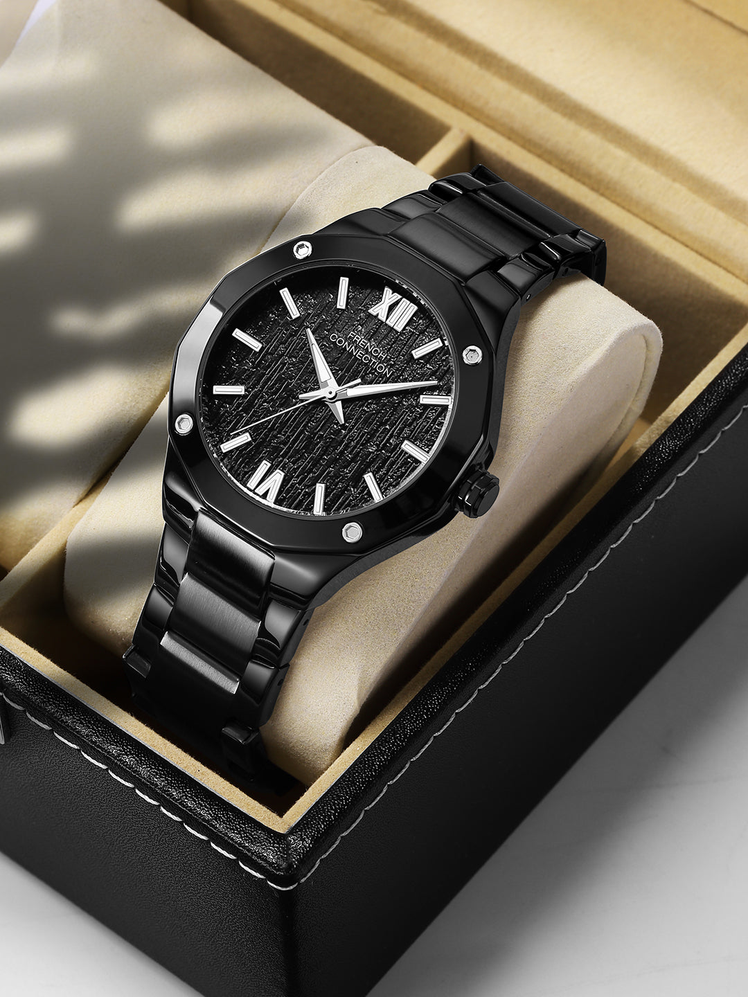 French Connection Roman Imperial | Analog Display | Black Dial | Black Stainless Steel Strap | Watch for Men - FCU15BBM