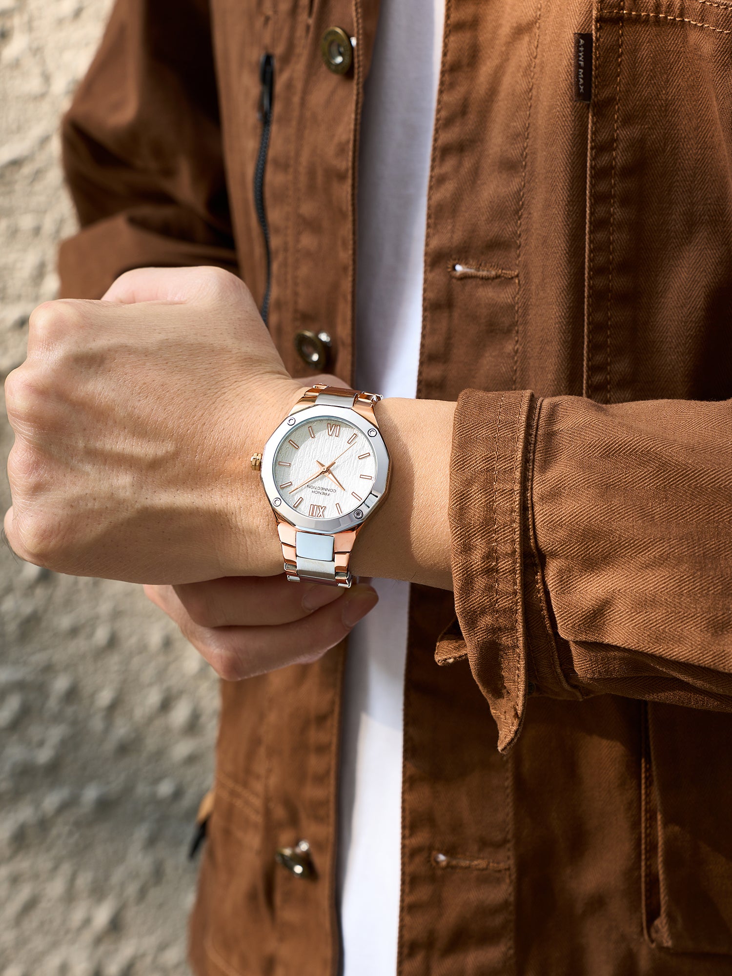 French Connection Roman Imperial | Analog Display | Silver Dial | Two Tone Stainless Steel Strap | Watch for Men - FCU15SRTM