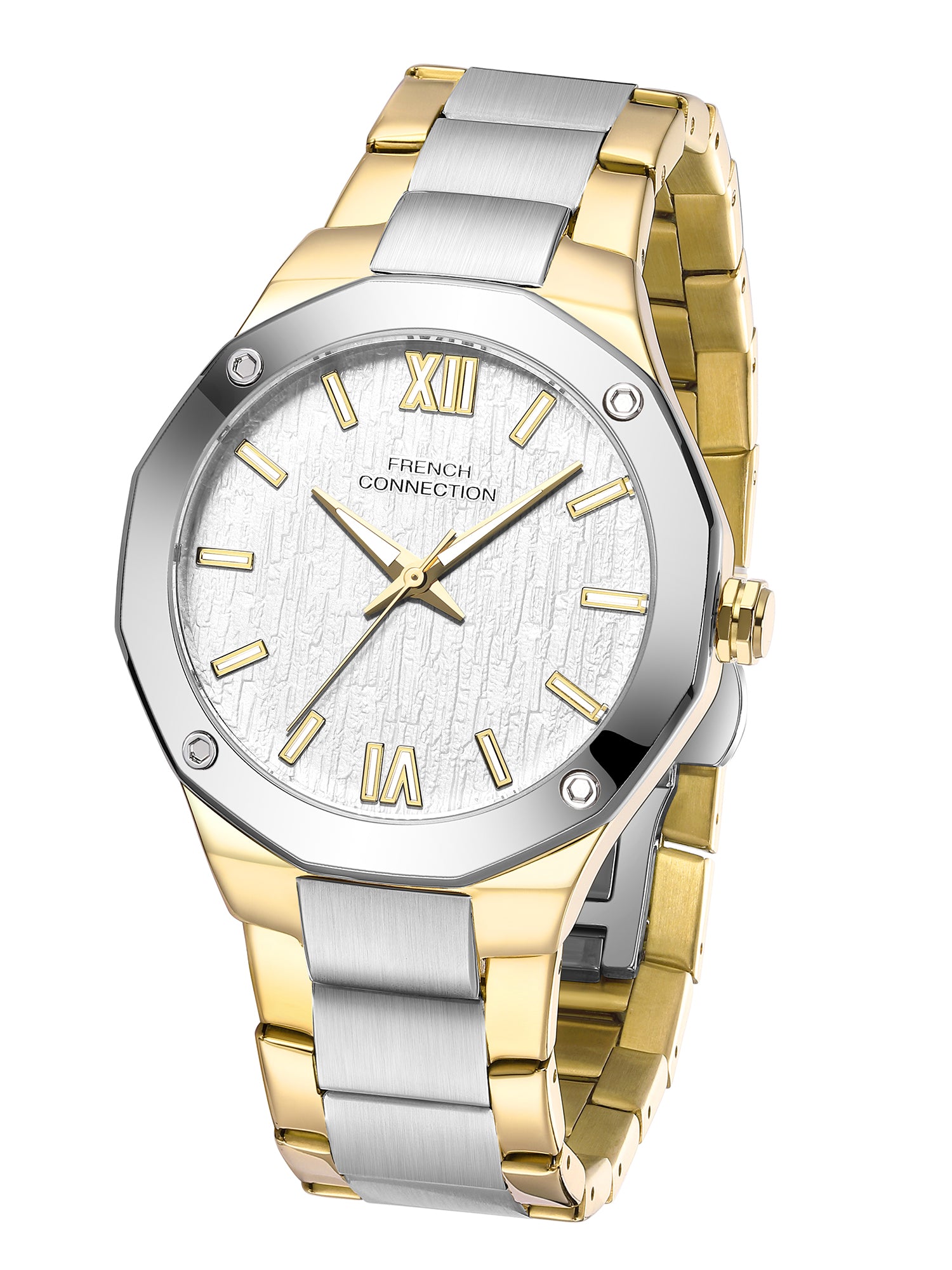 French Connection Roman Imperial | Analog Display | Silver Dial | Two Tone Stainless Steel Strap | Watch for Men - FCU15STM