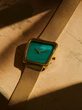 French Connection Mop Green Square Dial With  Gold Stainless Steel Strap Watch - For Womens FCU6NGM