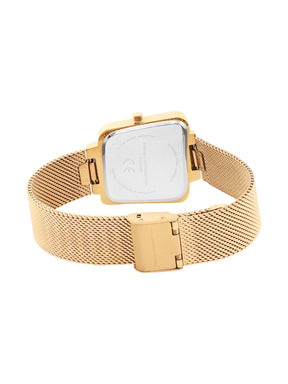 French Connection Mop Green Square Dial With  Gold Stainless Steel Strap Watch - For Womens FCU6NGM