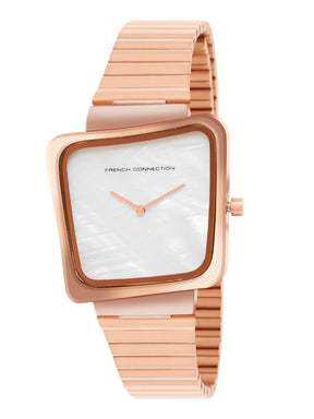 French Connection Mop Black Square Dial With Rose Stainless Steel  Strap Watch - For Womens FCU6RGM
