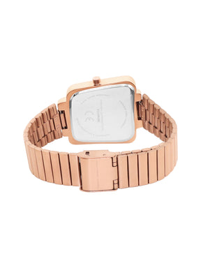 French Connection Mop Black Square Dial With Rose Stainless Steel  Strap Watch - For Womens FCU6RGM