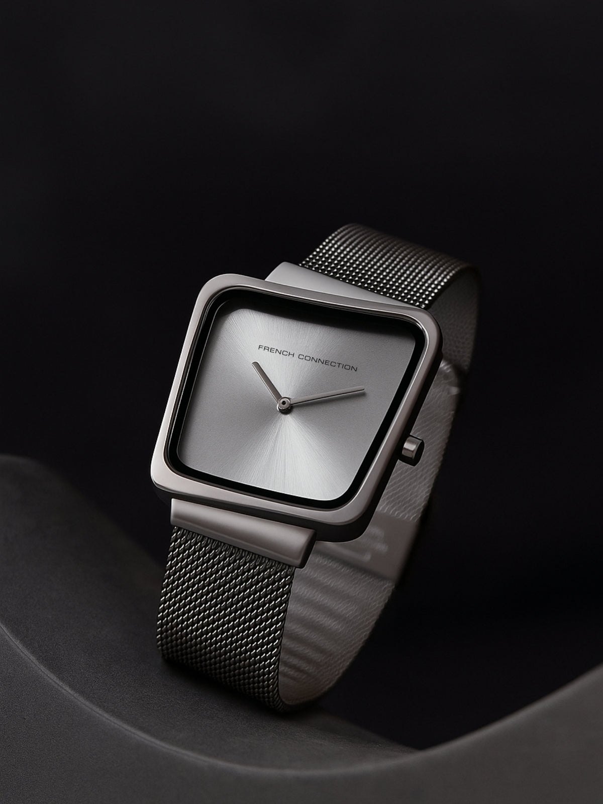 French Connection Sunray Silver Square Dial With Stainless Steel Strap Watch - For Womens FCU6SM