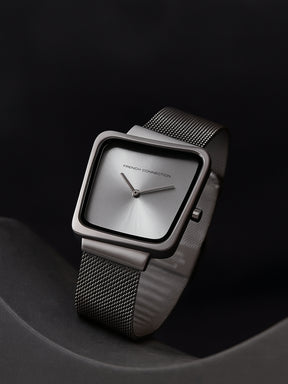 French Connection Sunray Silver Square Dial With Stainless Steel Strap Watch - For Womens FCU6SM