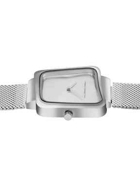 French Connection Sunray Silver Square Dial With Stainless Steel Strap Watch - For Womens FCU6SM