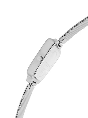 French Connection Sunray Silver Square Dial With Stainless Steel Strap Watch - For Womens FCU6SM